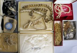 A quantity of assorted costume jewellery, including a Caithness Jewellery silver and millefiore