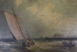 Late 18th century English schooloil on panelSeascape24 x31 cm unframed