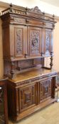 Carved oak Flemish cabinet W.139cm