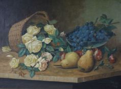 Still life, oil on canvas, signed Bnoe 193150 x 70cm.