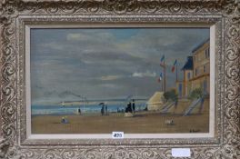 After Eugene Boudinoil on canvasBeach scene with elegant figures29 x 50cm.