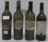 Three bottles of Chateau Lafite Rothschild, 1952 ( two with poor levels) and a bottle of New Zealand