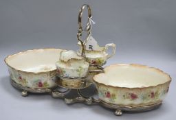 A Royal Devon pottery and electroplate fruit stand