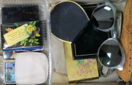 Tortoiseshell card case, compacts and sunglasses