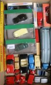 A Dinky Toys Pullmore Transporter and ramp and a collection of diecast cars and accessories (some