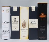 Five assorted bottles of whisky: Ancnoc 12yo, Fettercairn Fior Ltd Release, Deerstalker 12yo,