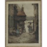 M.C. Robinson, pair of coloured dry point etchings, Rye, signed 20 x 15cm.