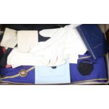 A quantity of Masonic regalia and a leather case