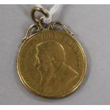 An 1896 gold one pond coin, with pendant mount.