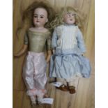 A DEP bisque doll 11.5/99 DEP and an Armand Marseille Cuno & Otto Dressel 93V DEP doll