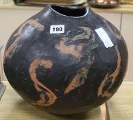 A pottery vessel with brush marks