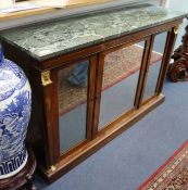 A Regency rosewood side cabinet with marble top 152cm
