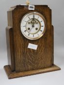 An oak Art Deco mantel clock