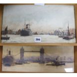 Herbert Touzech Ahier,Five watercoloursShipping scenesMost signed and dated circa 1950Largest 27 x