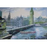 John Victor EmmsgouacheThe Thames and Westminstersigned16 x 22cm.