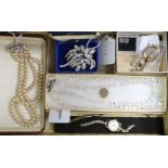 A 9ct gold-cased Accurist wristwatch, a Majex watch, Swarovski crystal bead necklace and sundry