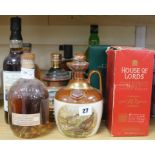 Seven assorted bottles of whisky: House of Lords 10yo, Glen Ord 12yo, Clan MacGregor, The Doonhamers