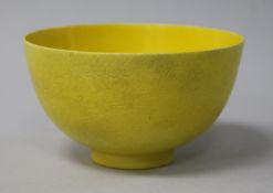 A Chinese yellow ground bowl, Guangxu mark and period, restored