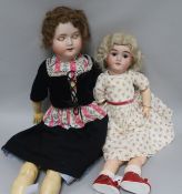 A Max Handwerk bisque doll 283/26.5 and a Johann Walther & Sohn 12-9 doll