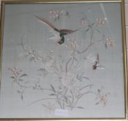 A Chinese embroidered silk panel