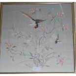 A Chinese embroidered silk panel