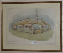 Stuart Milner - Architects watercolour - Wilkinson (Norwich) ltd, Proposed stand for the Royal