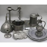 A quantity of mixed French pewter