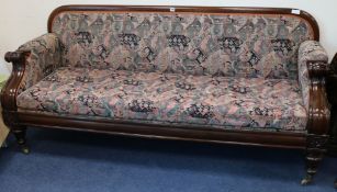 A Victorian mahogany framed sofa 196cm