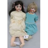 A Hertel & Schwab bisque doll 'Germany 152/10' and a C M Bergmann Wallershausen Germany 1916 6 doll