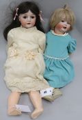 A Hertel & Schwab bisque doll 'Germany 152/10' and a C M Bergmann Wallershausen Germany 1916 6 doll