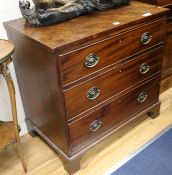A small Georgian mahogany three drawer chest 78cm