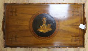 A Victorian inlaid butlers tray gifted by repute by Queen Victoria