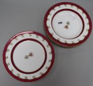 A set of six English porcelain armorial plates