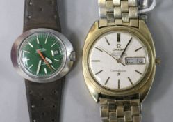 A gentleman's late 1960's gold plated and steel Omega Constellation automatic wrist watch,