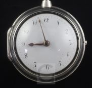 A late 18th century silver pair cased keywind verge pocket watch by Thomas Harben, Lewes, with