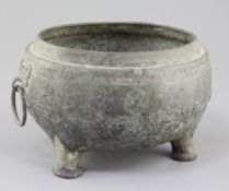 A Chinese archaic bronze tripod vessel base, Dui, Eastern Zhou dynasty, 6th-5th century B.C., cast