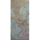 A Chinese painting on silk of soldiers, 18th/19th century, the procession leading a carriage through