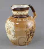 A Royal Doulton stoneware 'Col. Bogey Whisky' jug, with applied thistle decoration to neck and '