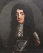 17th century English Schooloil on canvasPortrait of Charles II30 x 25in.