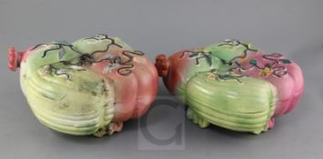 A pair of large Chinese enamelled porcelain "four-fruit" boxes and covers, 19th century, each