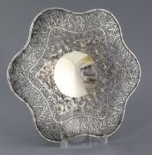A late 19th/early 20th century Chinese Export pierced silver dish by Wang Hing, Hong Kong, of shaped