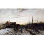 Anton Windmaier (1840-1896)oil on canvasFigures on a street in wintersigned14 x 23in.