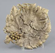 A 1970's Asprey & Co silver gilt vineous leaf dish, with naturalistic decoration, London, 1974, 25.