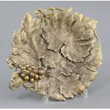 A 1970's Asprey & Co silver gilt vineous leaf dish, with naturalistic decoration, London, 1974, 25.