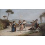 Late 19th century Neapolitan Schoolpair of oils on canvasFigures dancing and fisherfolk