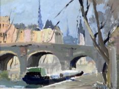 Edward Wesson (1910-1983)oil on cardBridge over The Seinesigned7.25 x 9.75in.