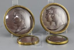 A pair of 19th century French bronze plaques, depicting Napoleon and Napoleon and Josephine by