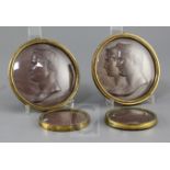 A pair of 19th century French bronze plaques, depicting Napoleon and Napoleon and Josephine by