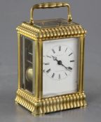 An Henri Jacot gorge-variant ormolu cased hour repeating carriage clock, movement striking on a