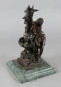 Mathurin Moreau (French 1822-1912). A bronze group of a girl beside a fountain, "La Source",